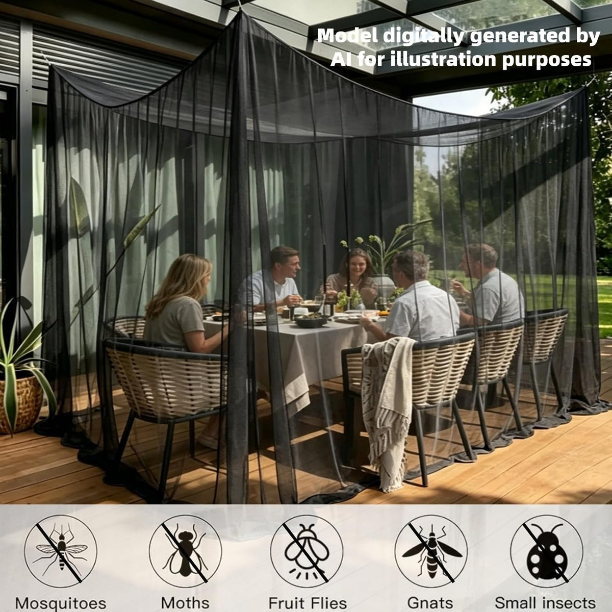 10x10ft Camping Mosquito Net with Hanging Ropes K2897