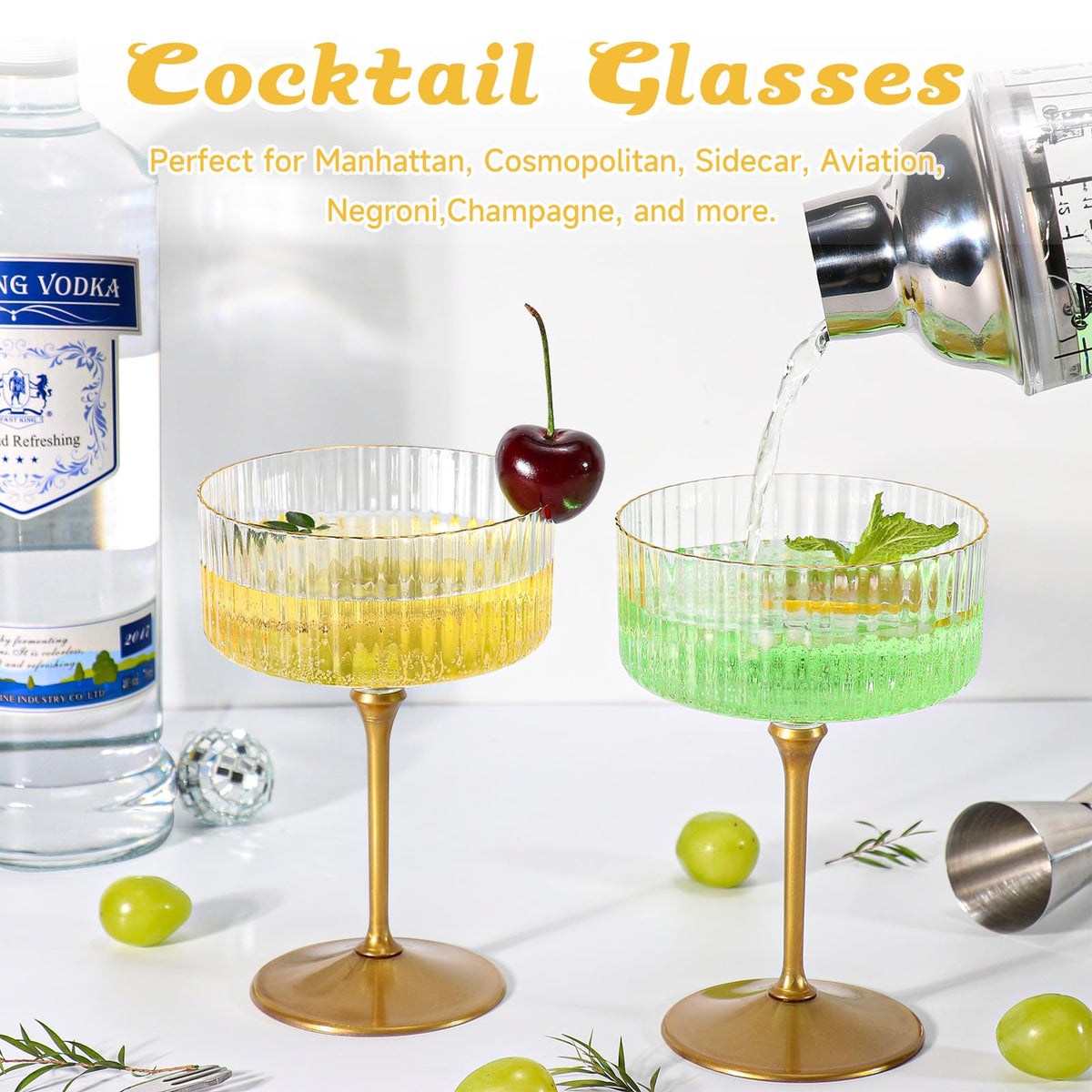24 Pcs 9 Oz Champagne Martini Glasses Set Z855596