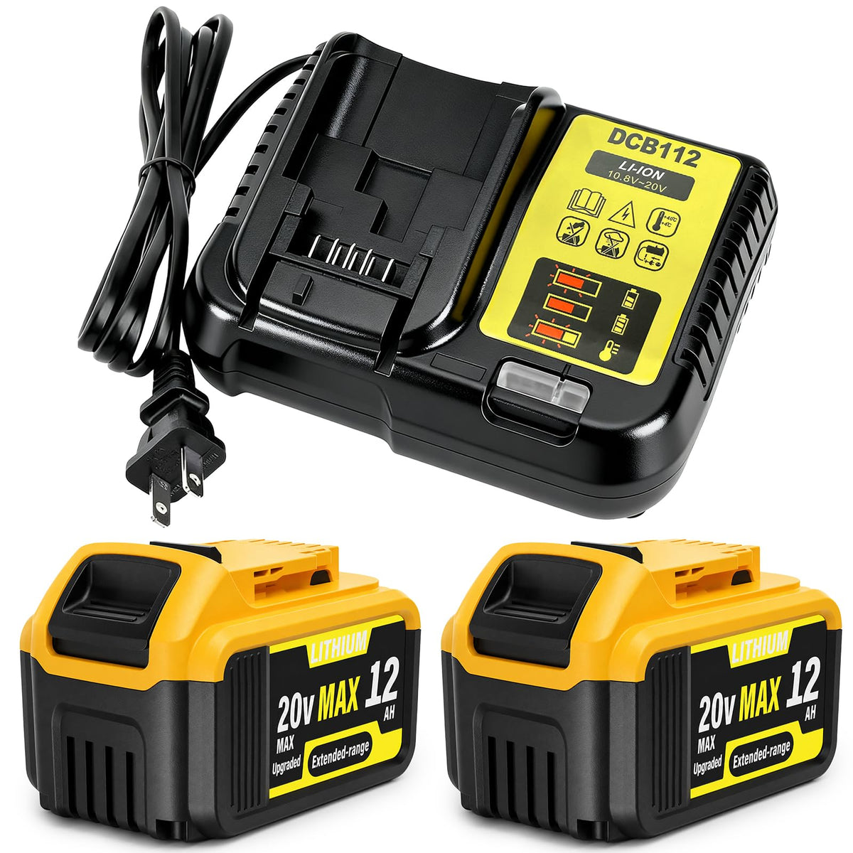 2-Pack 12000mAh 20V Max Lithium-Ion Battery & Charger Combo G256985
