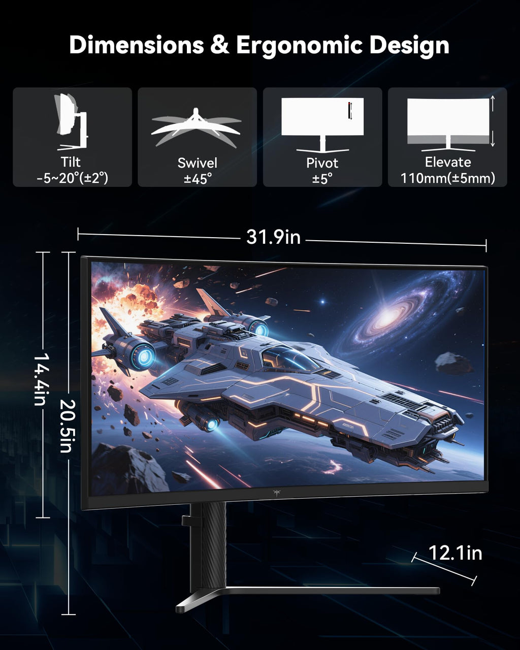 34 Inch Ultrawide Curved Gaming Monitor K831003