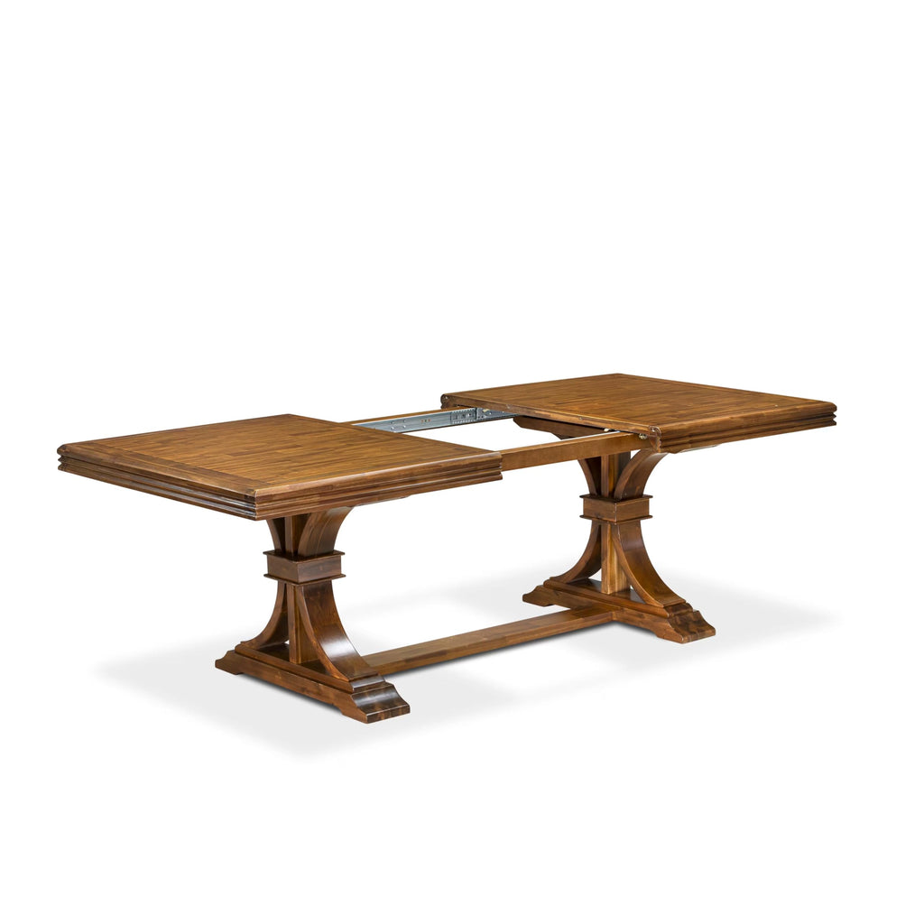 9 Piece Dining Table Set with 8 Light Beige Fabric Chairs E177