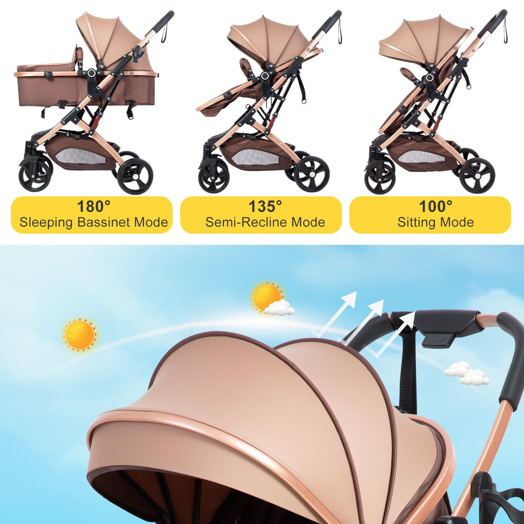 2 in 1 Foldable Baby Stroller with Adjustable Canopy W225