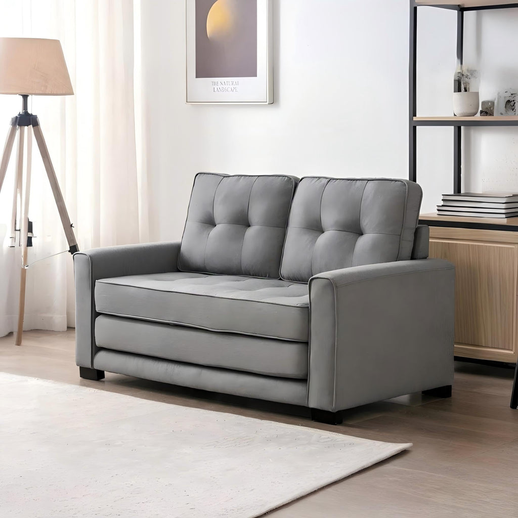 58 Inch Light Gray Upholstered Sleeper Sofa Bed U20389