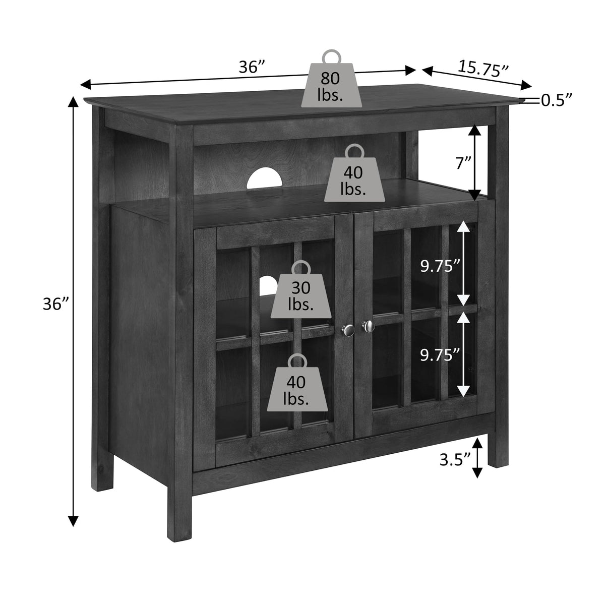 Espresso TV Stand with Shelves W400