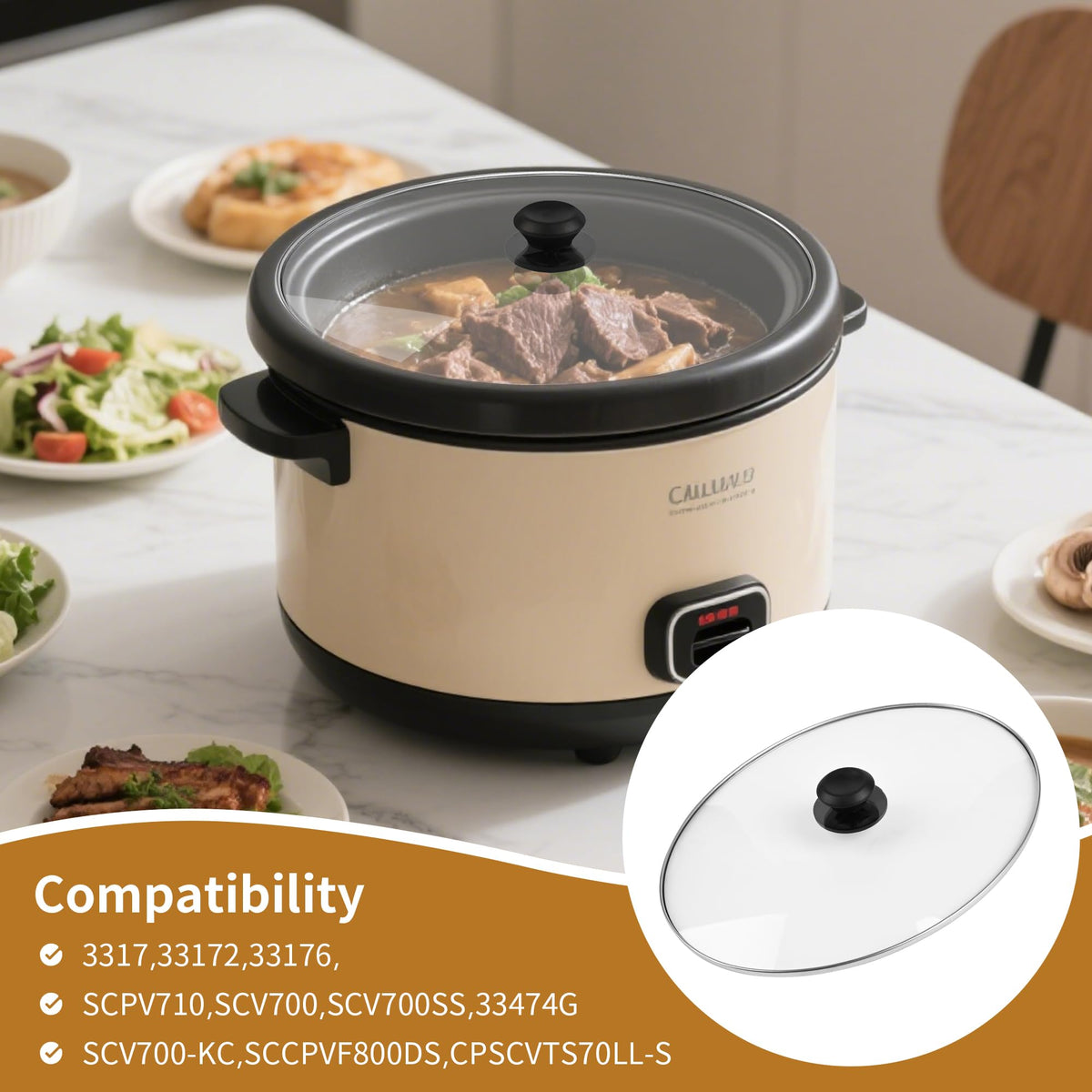 Oval Glass Lid 7 Quart Slow Cooker O129