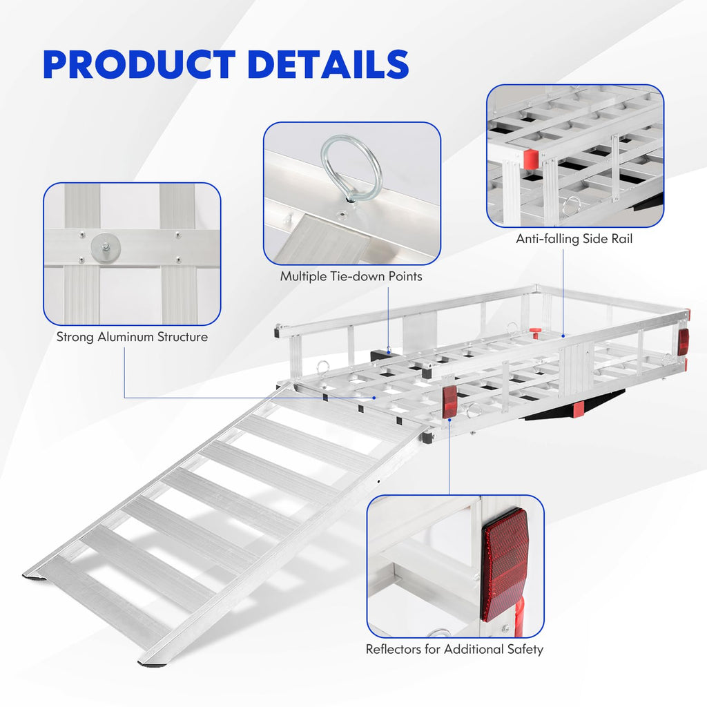 50"x 29.5" Aluminum Hitch Cargo Carrier with Ramp G61660