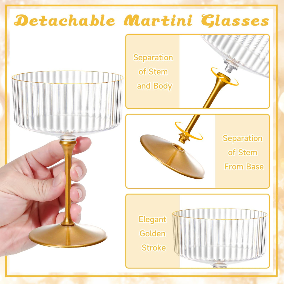 24 Pcs 9 Oz Champagne Martini Glasses Set Z855596
