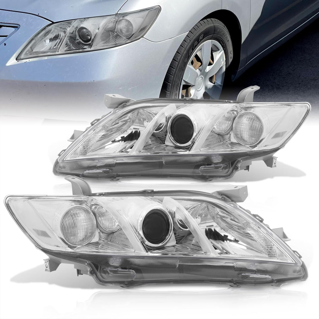 Chrome Housing Clear Lens Projector Headlights Pair T594