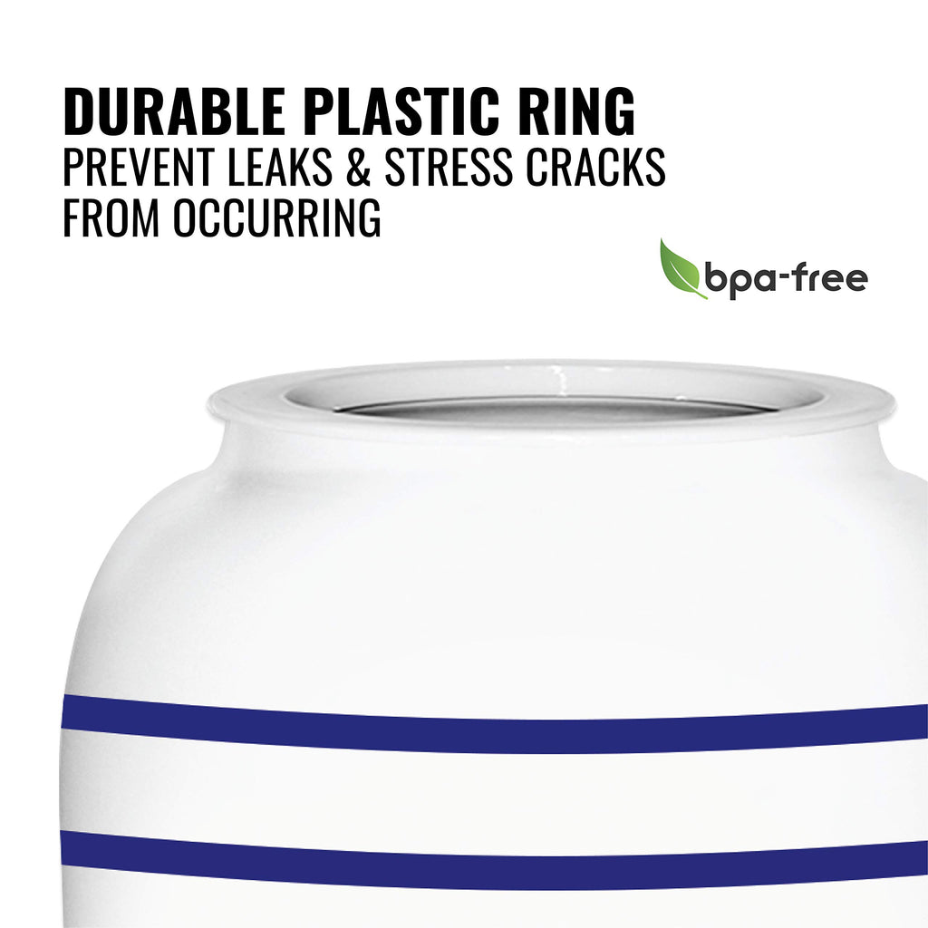 Porcelain Ceramic Crock Water Dispenser with Stainless Steel Faucet and Lid D3714