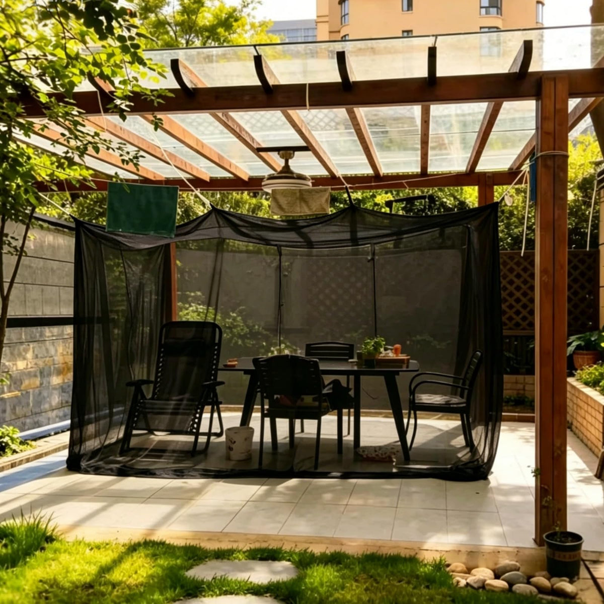 10x10ft Camping Mosquito Net with Hanging Ropes K2897
