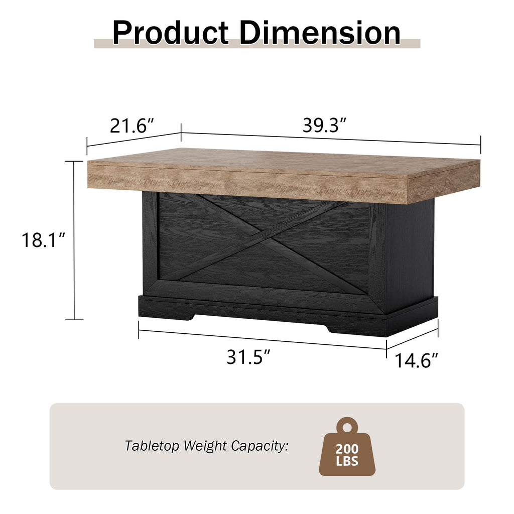 39 in Rustic Coffee Table with X-Design V7229