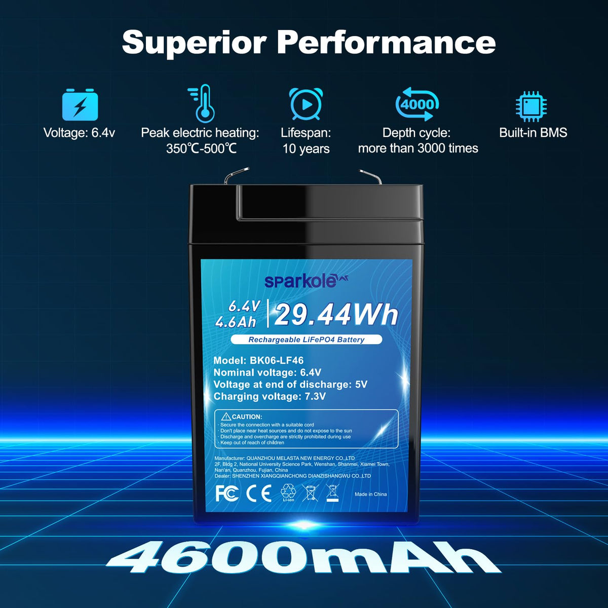 6.4V 4.6Ah LiFePO4 Battery Y64793