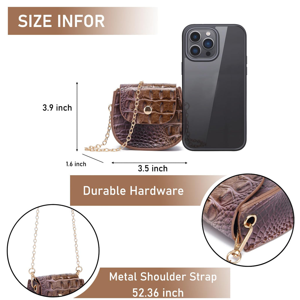 Mini Crocodile Embossed Leather Clutch W692258