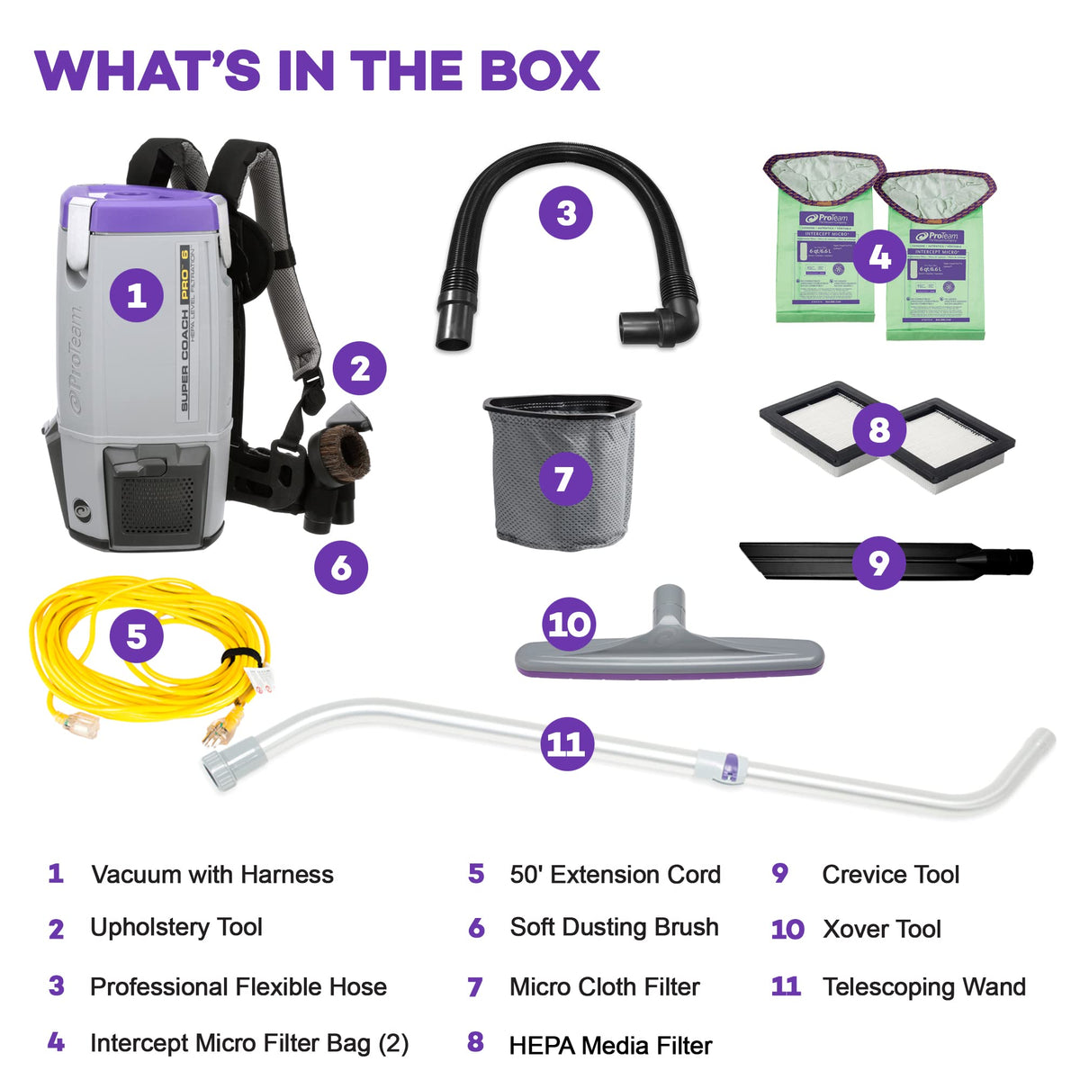 6 Quart Corded Backpack Vacuum with Telescoping Wand Tool Kit Y186752