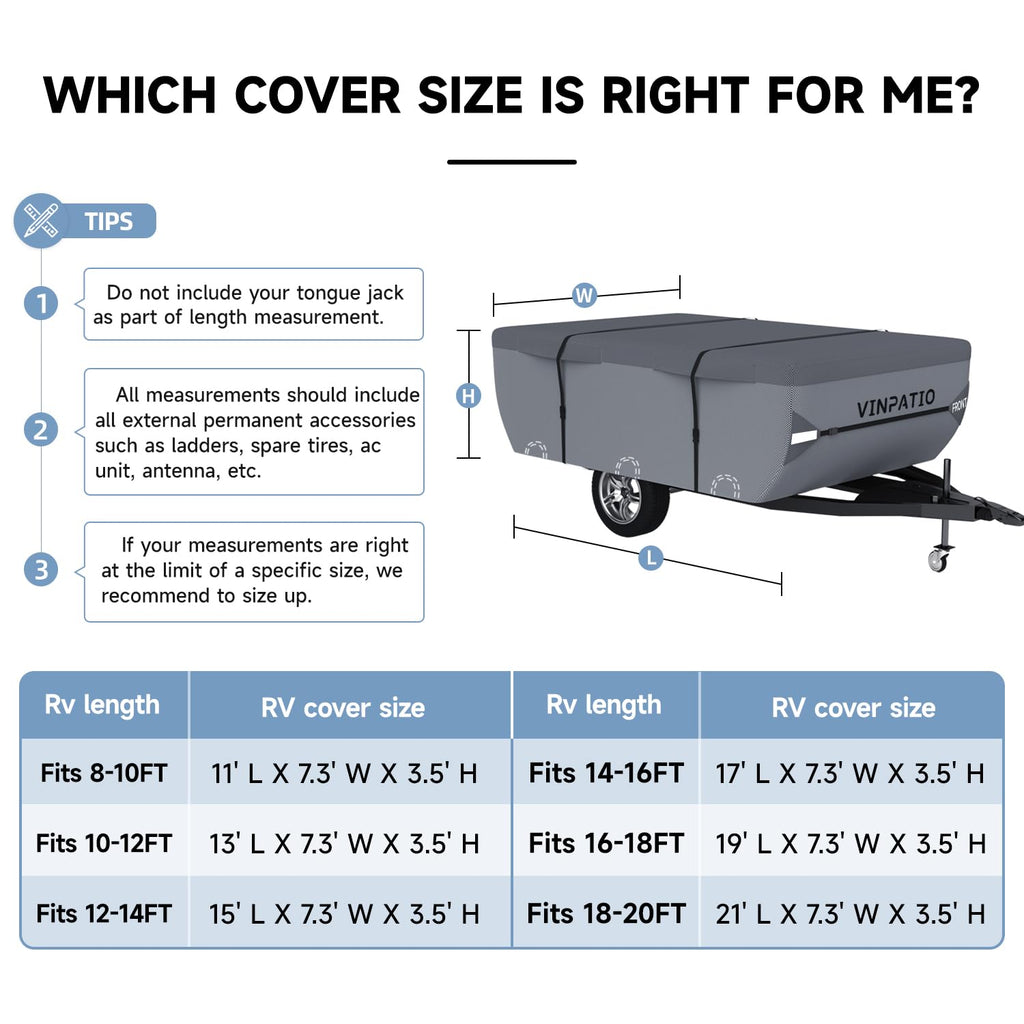 Waterproof Anti-UV Pop Up Camper Cover Fits 14'-16' Trailers T238224