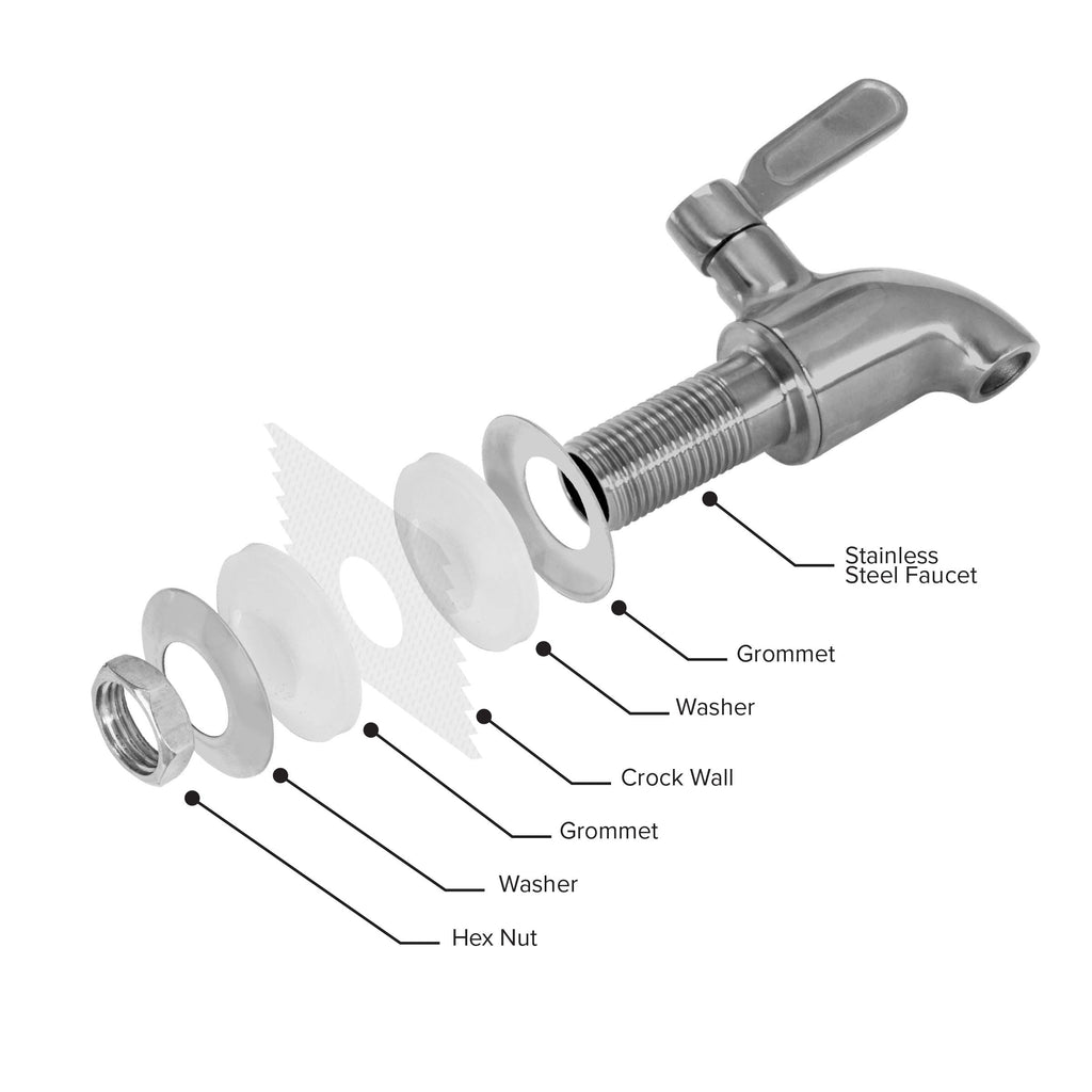 Porcelain Ceramic Crock Water Dispenser with Stainless Steel Faucet and Lid D3714
