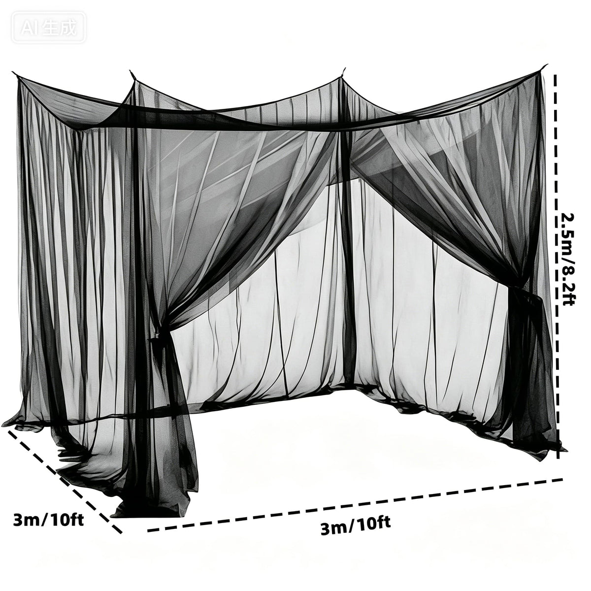 10x10ft Camping Mosquito Net with Hanging Ropes K2897