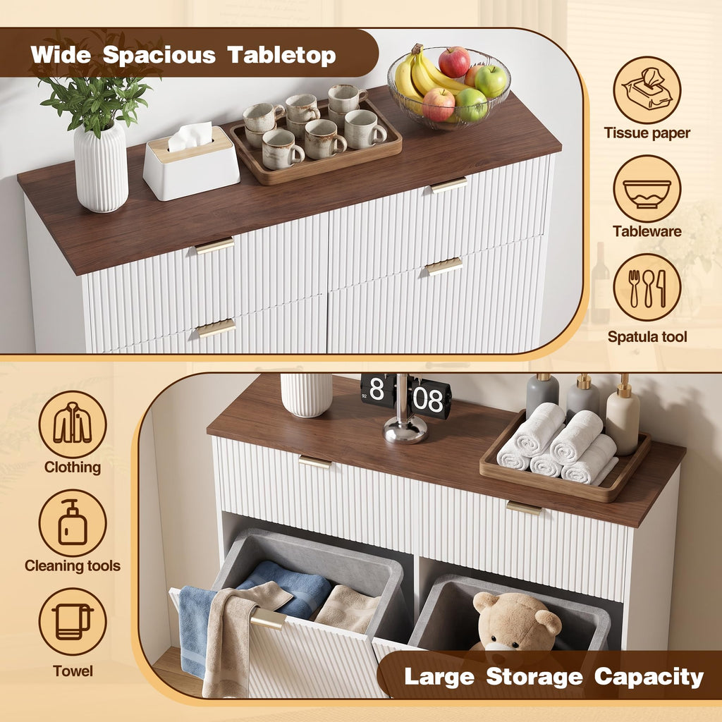 White and Dark Walnut Tilt Out Trash Cabinet G56198