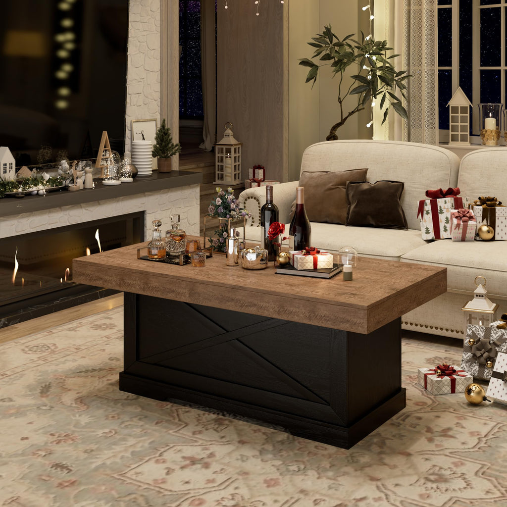 39 in Rustic Coffee Table with X-Design V7229