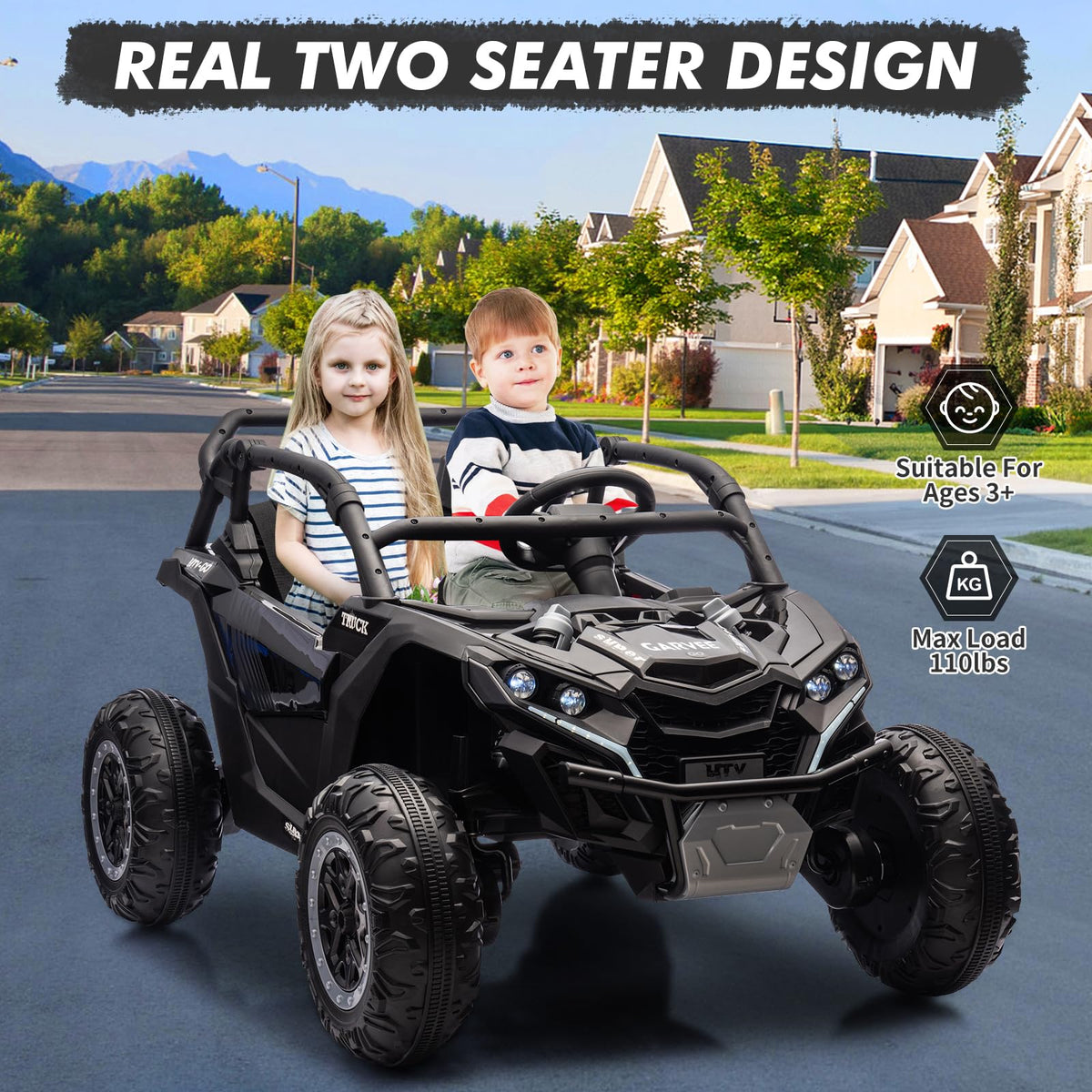 24V 2-Seater Kids Ride on Car with Remote Control 4WD Electric Truck X8175