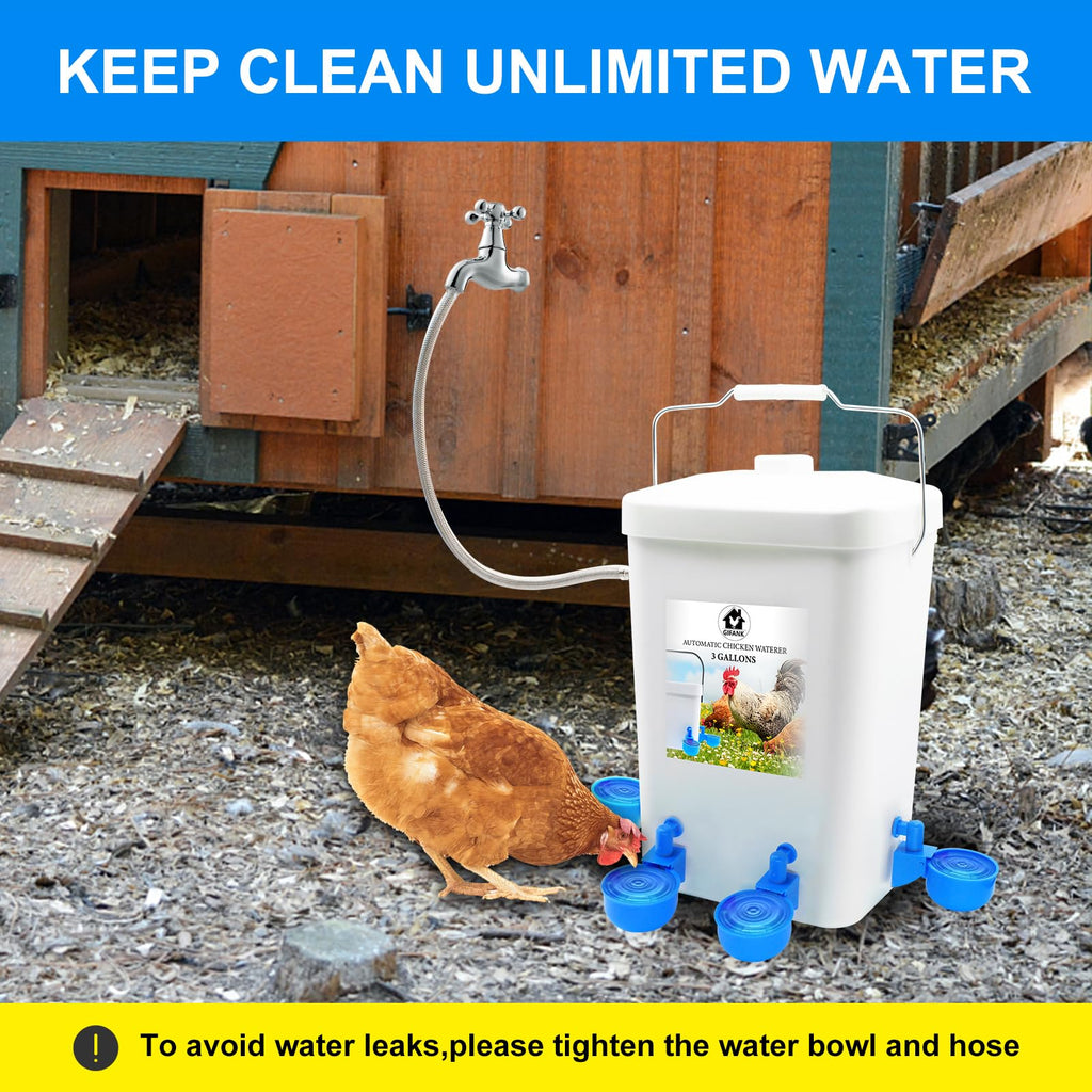 3 Gallons Automatic Poultry Waterer with Hose Attachment V206