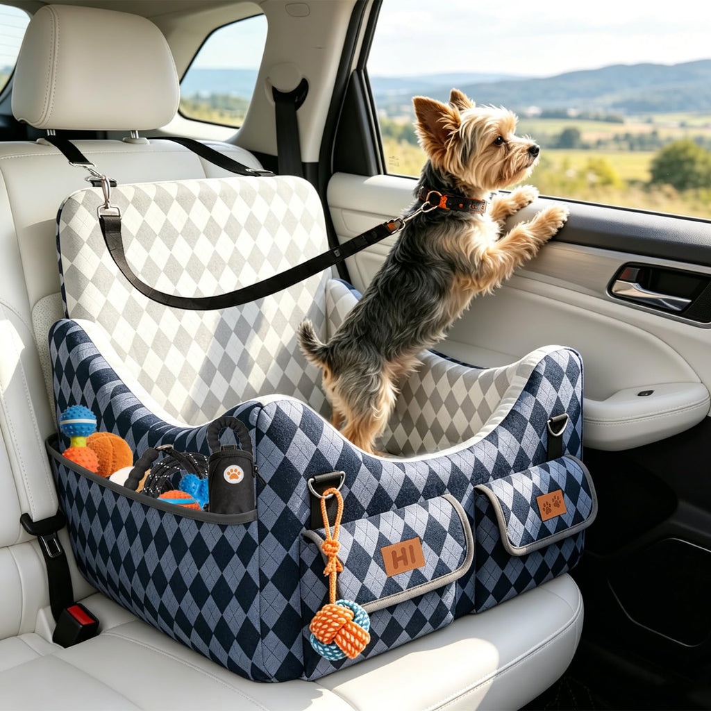 Memory Foam Dog Booster Seat with Safety Belt D64282
