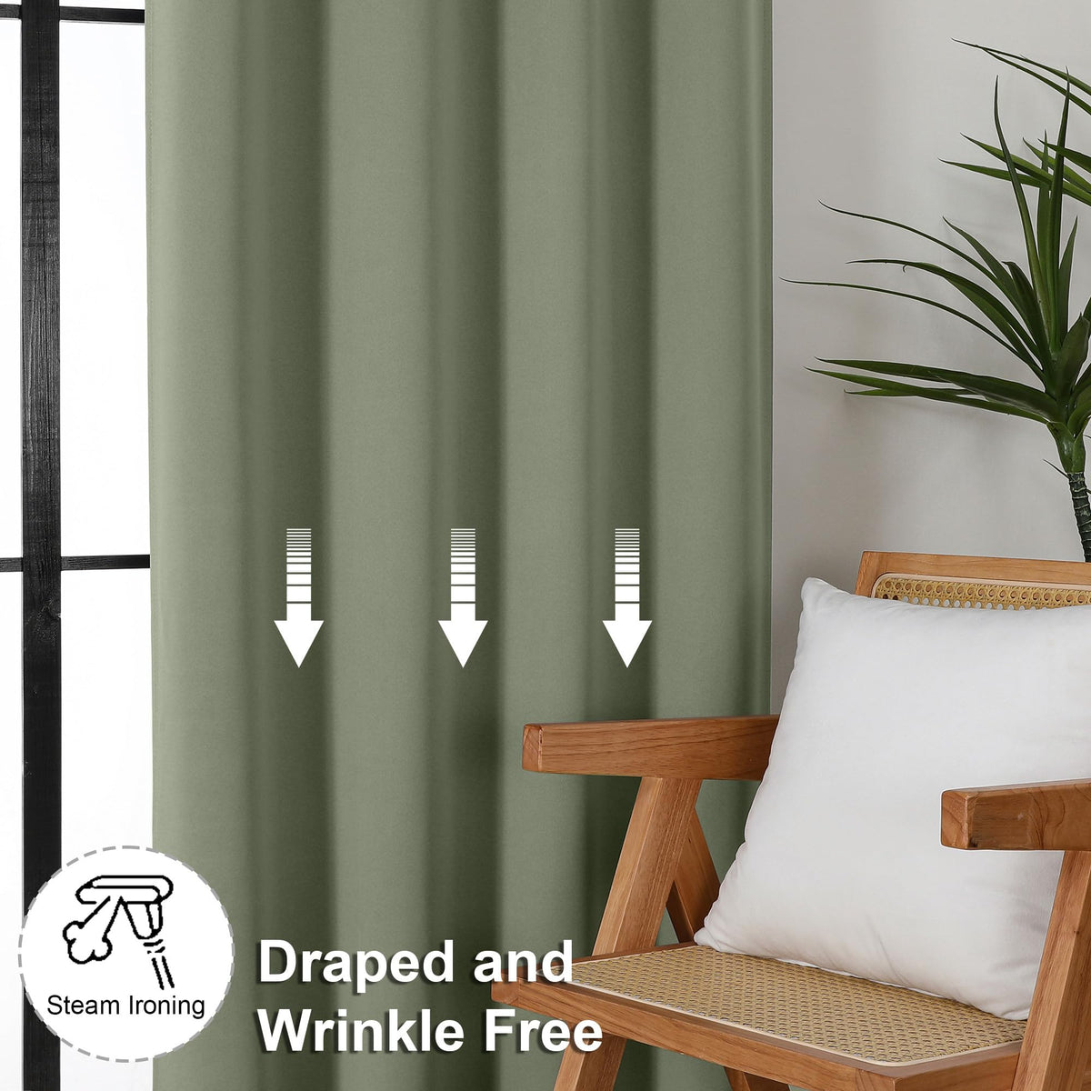 Sage Green Blackout Curtains, 72 Inch, 2 Panels Set C1027