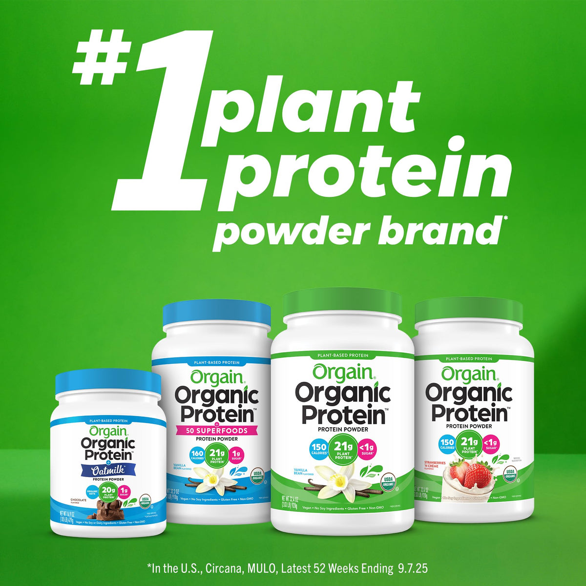 Organic Vegan Protein Powder + Oat Milk, Vanilla Bean, 20g Plant Based Protein, 1.05lb F570814