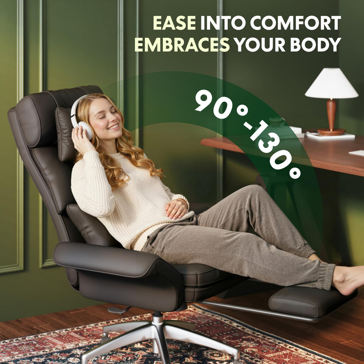 Oversized Brown Convertible Office Chair J543