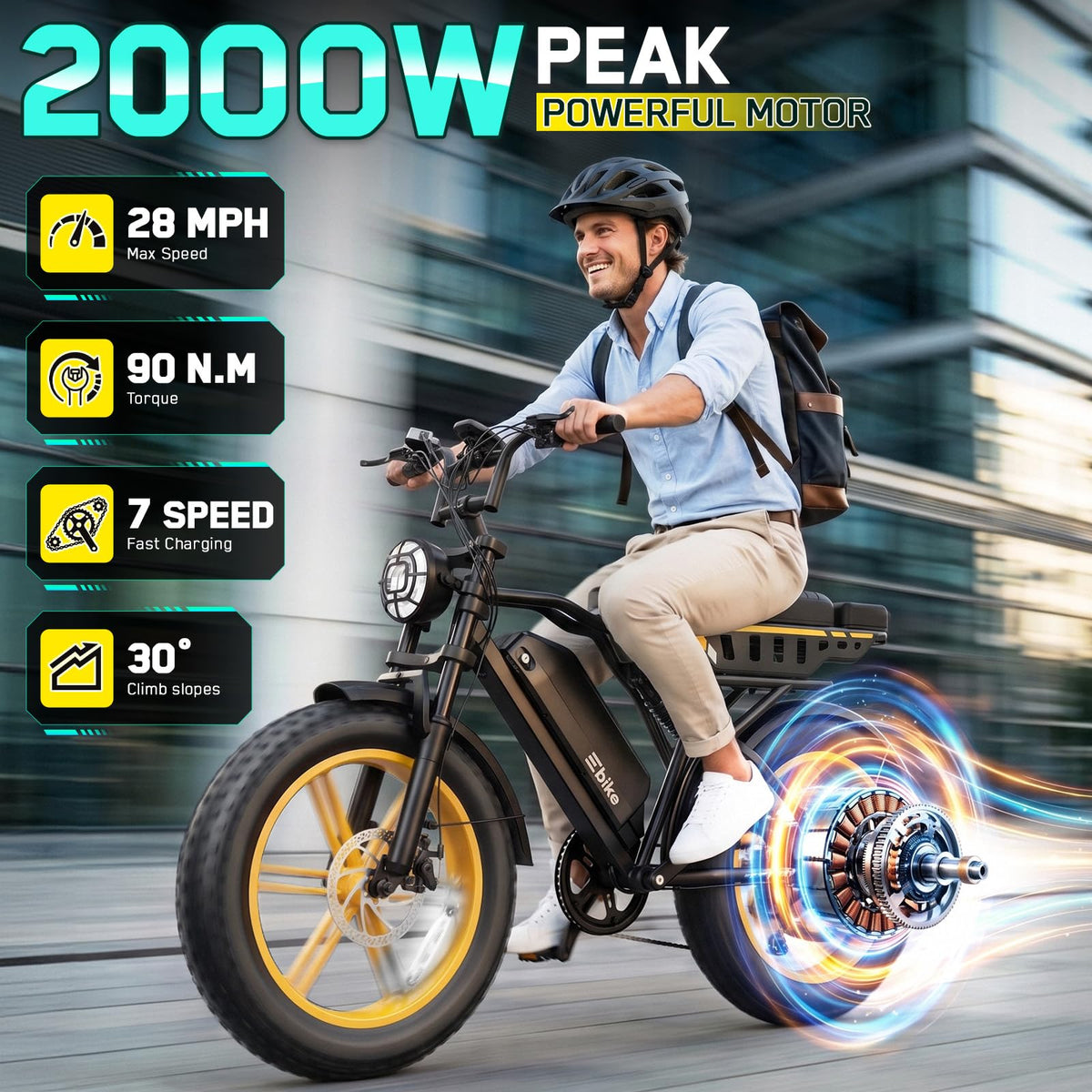 48V 2000W Peak Motor 20 * 4.0 Fat Tire Electric Bike G543