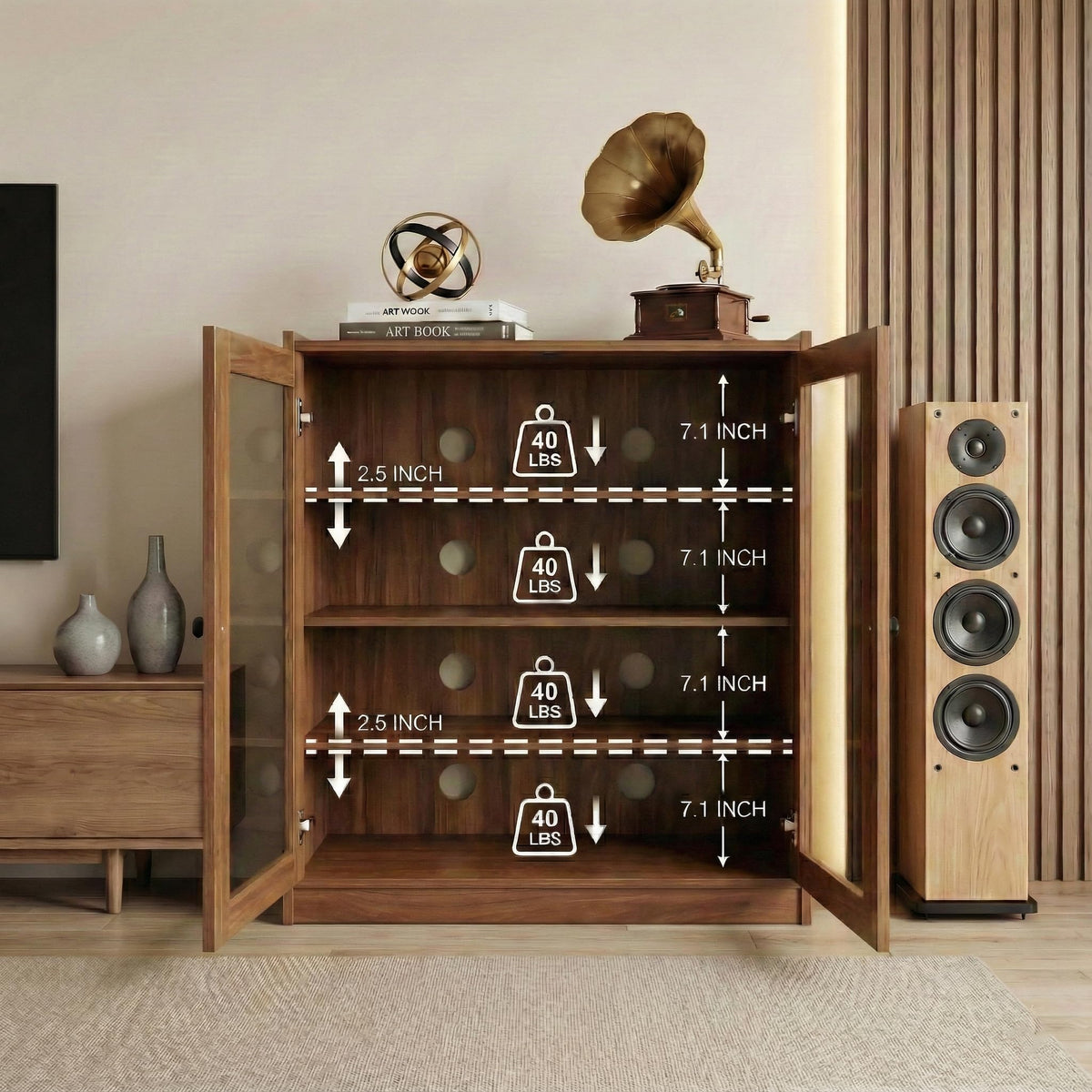 Audio Stereo Cabinet with Glass Doors C778