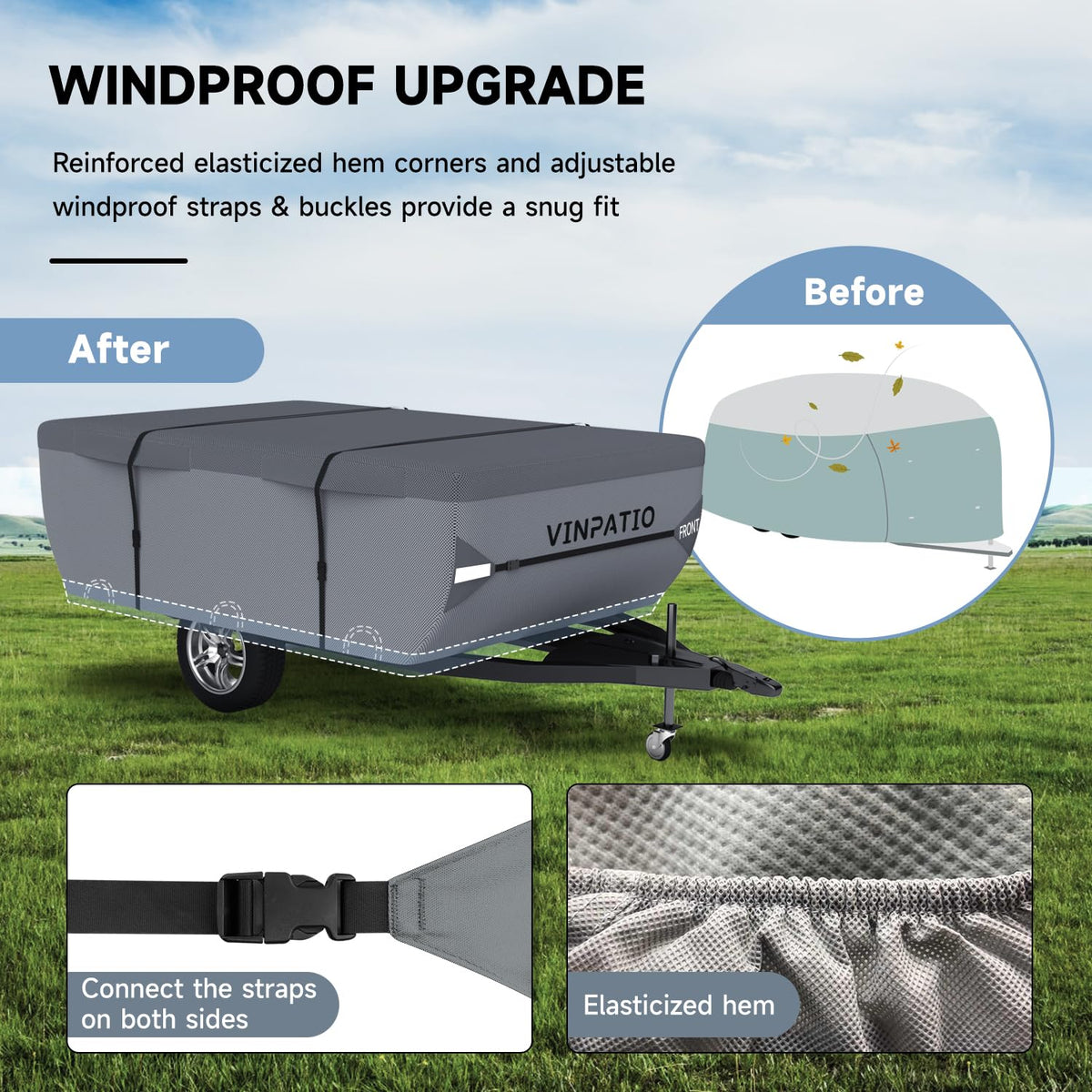 Waterproof Anti-UV Pop Up Camper Cover Fits 14'-16' Trailers T238224