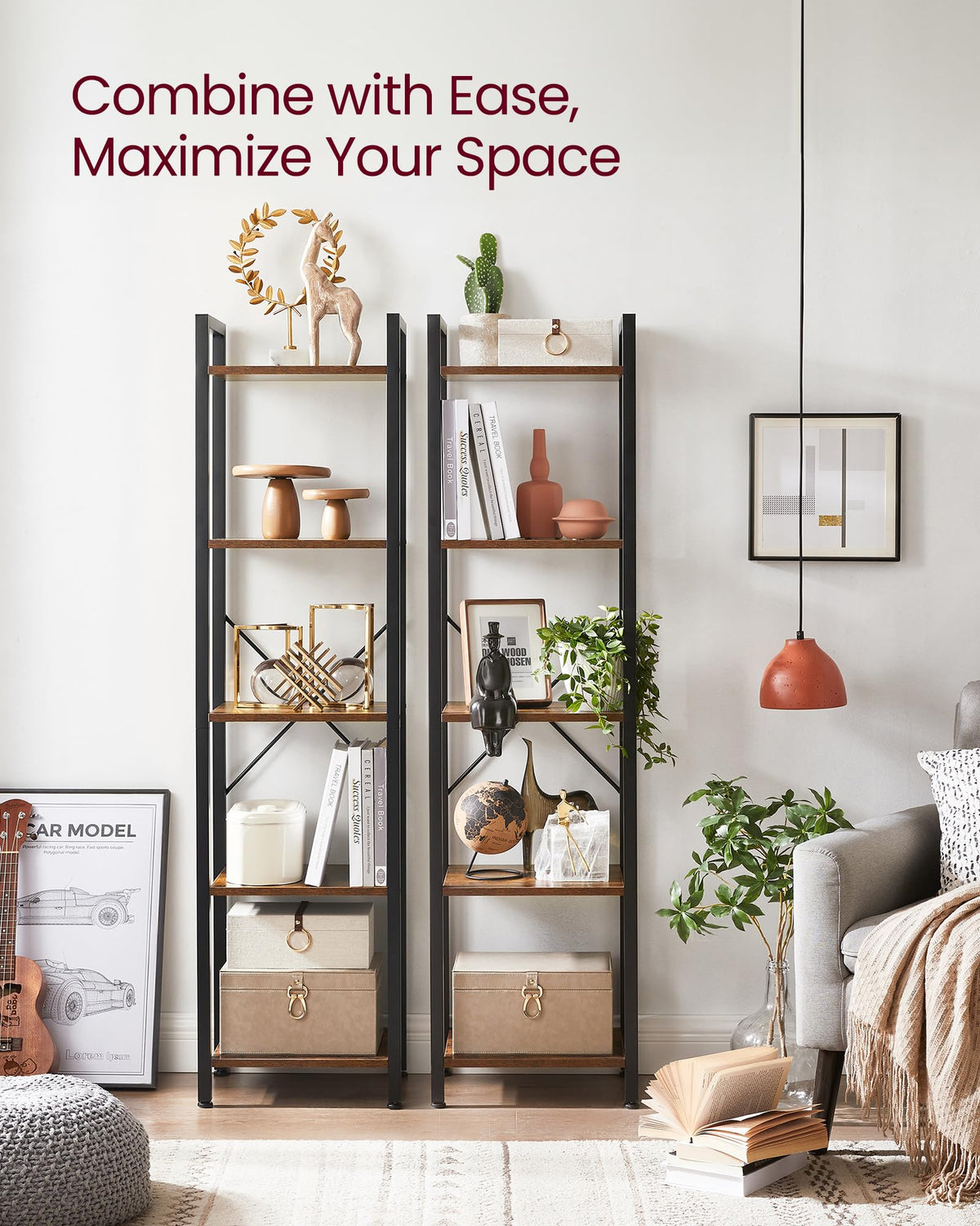 5-Tier Bookshelf with Steel Frame C776656