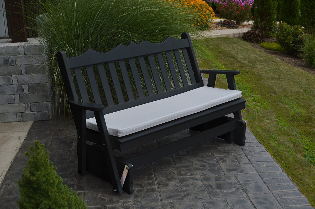 Black Wooden Glider Bench with Gray Cushion X12241