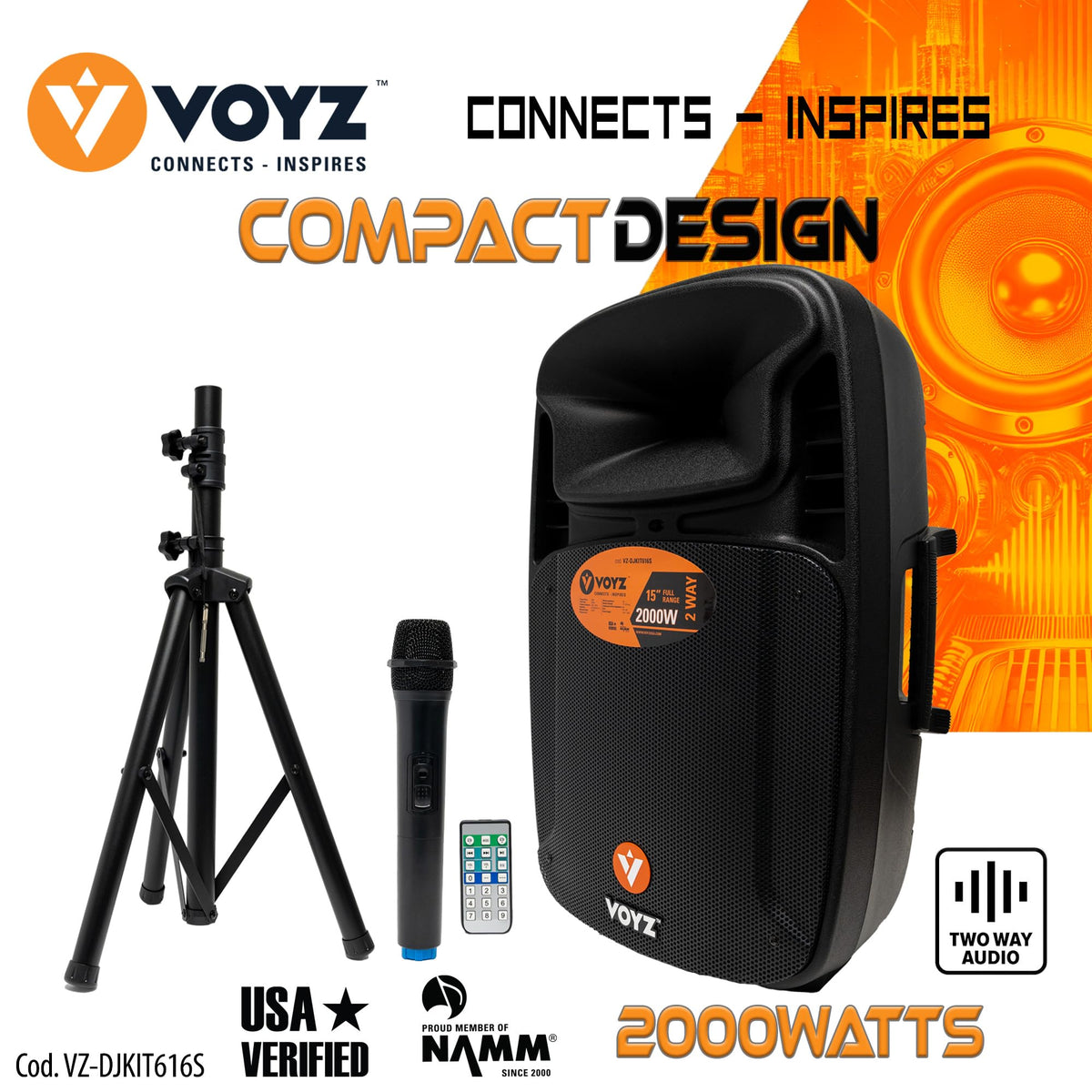 2000 Watt Bluetooth Portable Speaker with Wireless Microphone N828383