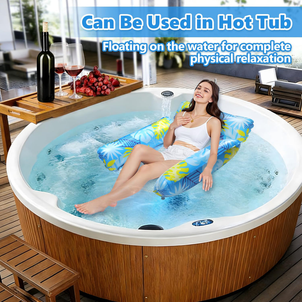 2 Pack Inflatable Pool Floats with Drink Holders and Air Pump T59329