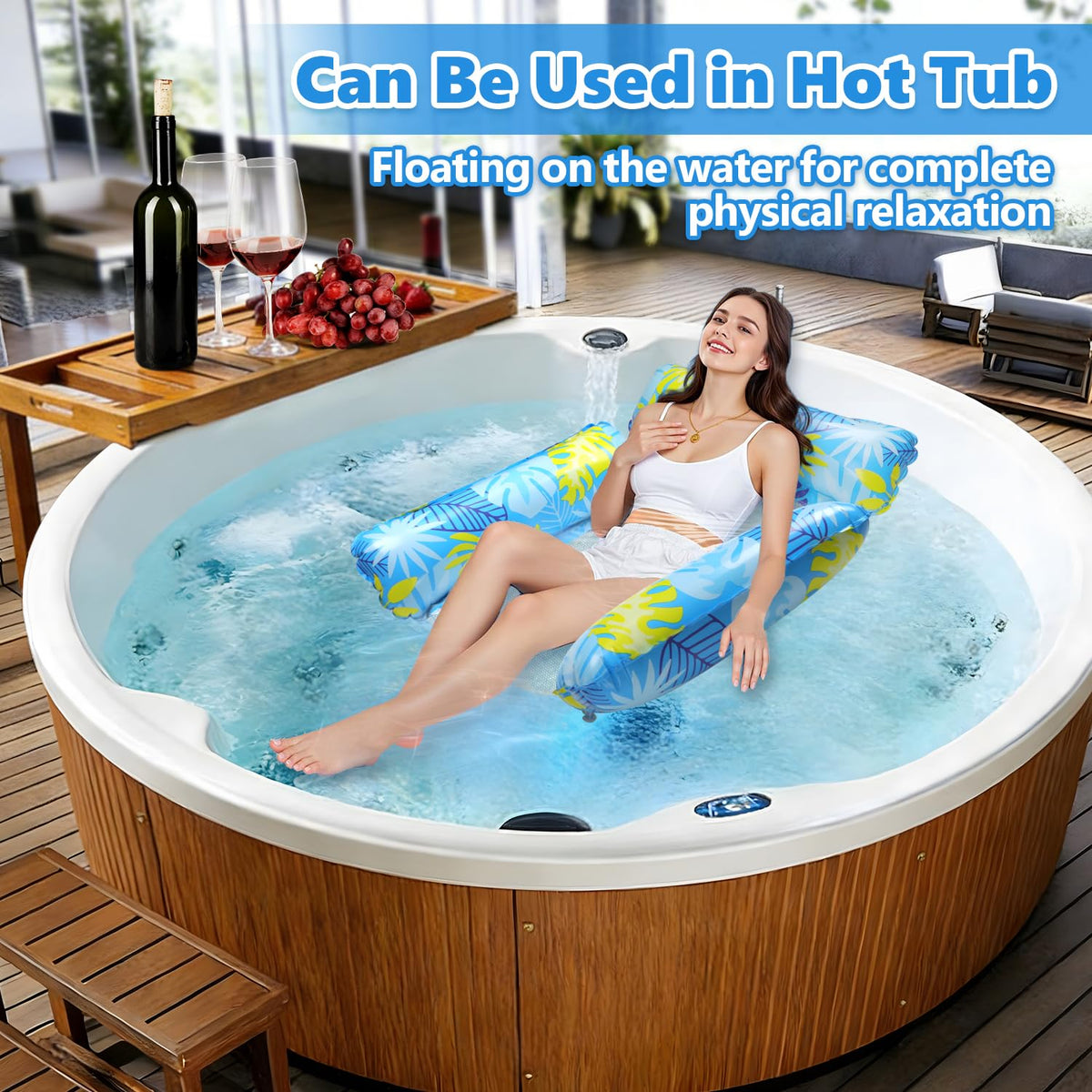 2 Pack Inflatable Pool Floats with Drink Holders and Air Pump T59329
