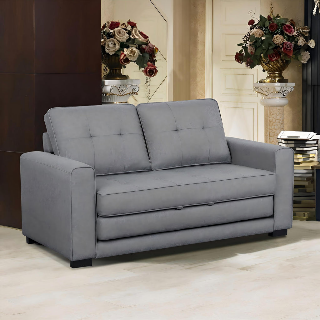 58 Inch Light Gray Upholstered Sleeper Sofa Bed U20389