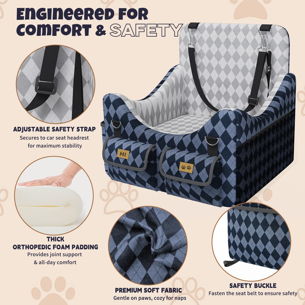 Memory Foam Dog Booster Seat with Safety Belt D64282
