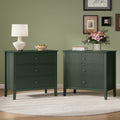 32" Dark Green 3 Drawer Nightstand Set of 2 I80047