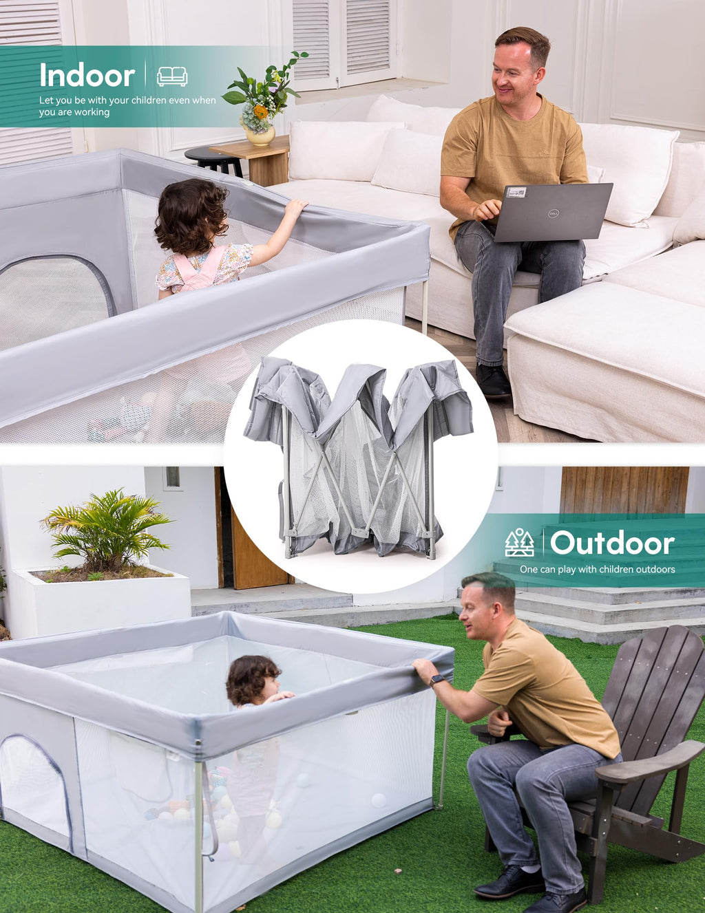 Foldable Baby Playpen with Mat A55196