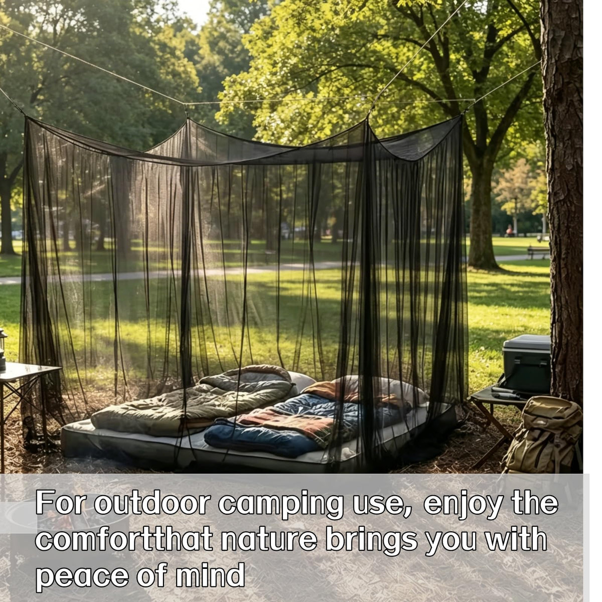 10x10ft Camping Mosquito Net with Hanging Ropes K2897