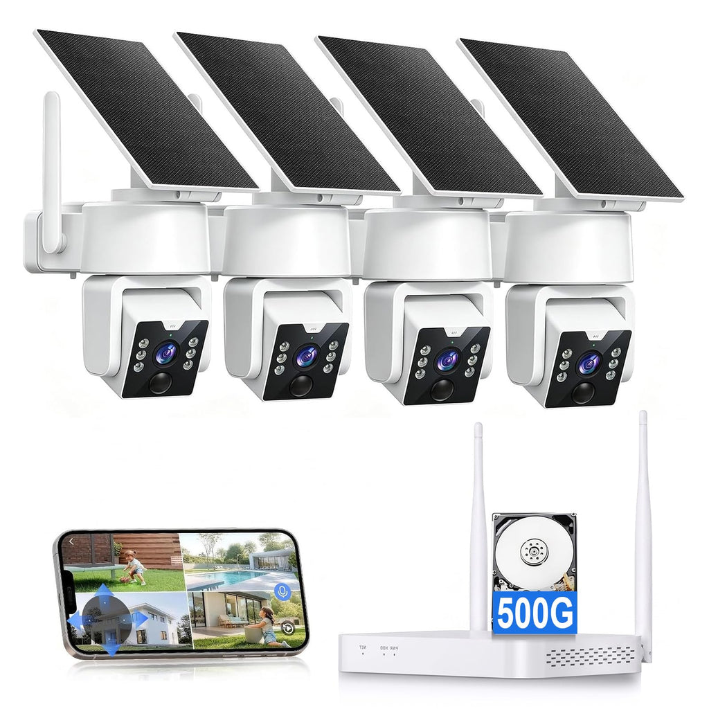 Wireless Outdoor Security Camera System, 4MP, 4 Cam-Kit, Color Night Vision U90355