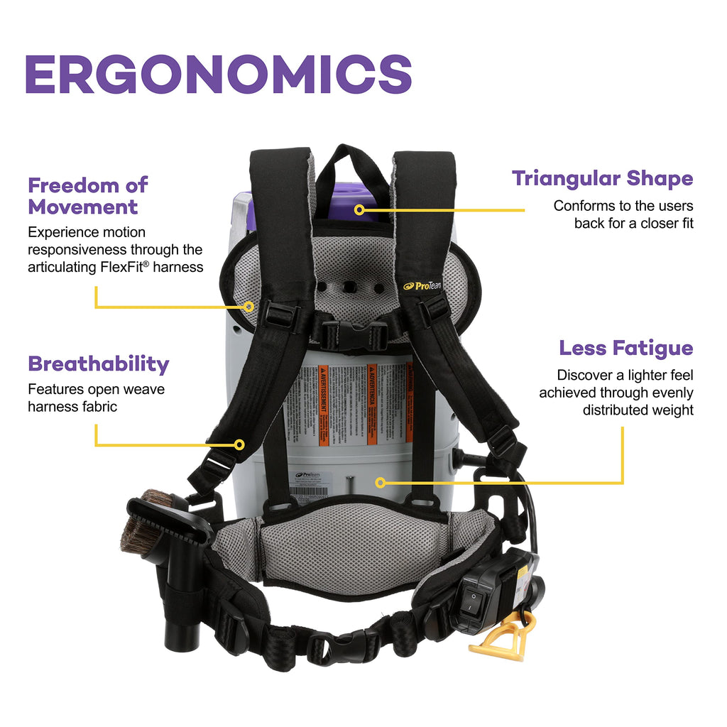 6 Quart Corded Backpack Vacuum with Telescoping Wand Tool Kit Y186752