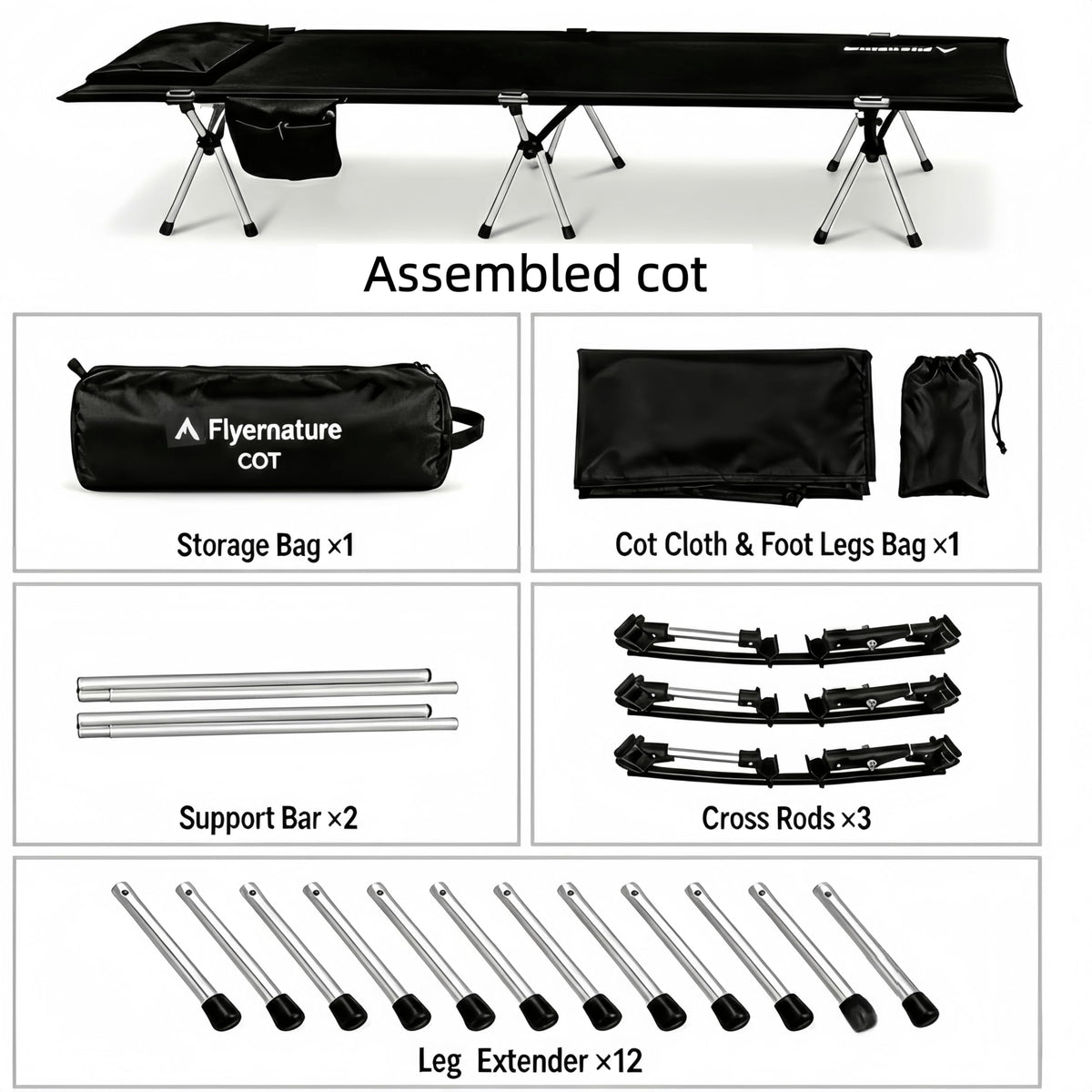 Lightweight Foldable Camping Cot 300 lbs Capacity H7543