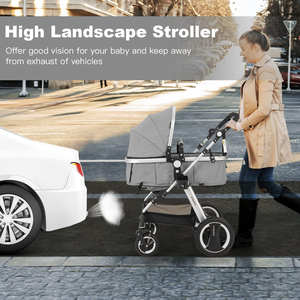 2-in-1 Convertible Bassinet Reclining Stroller A438146