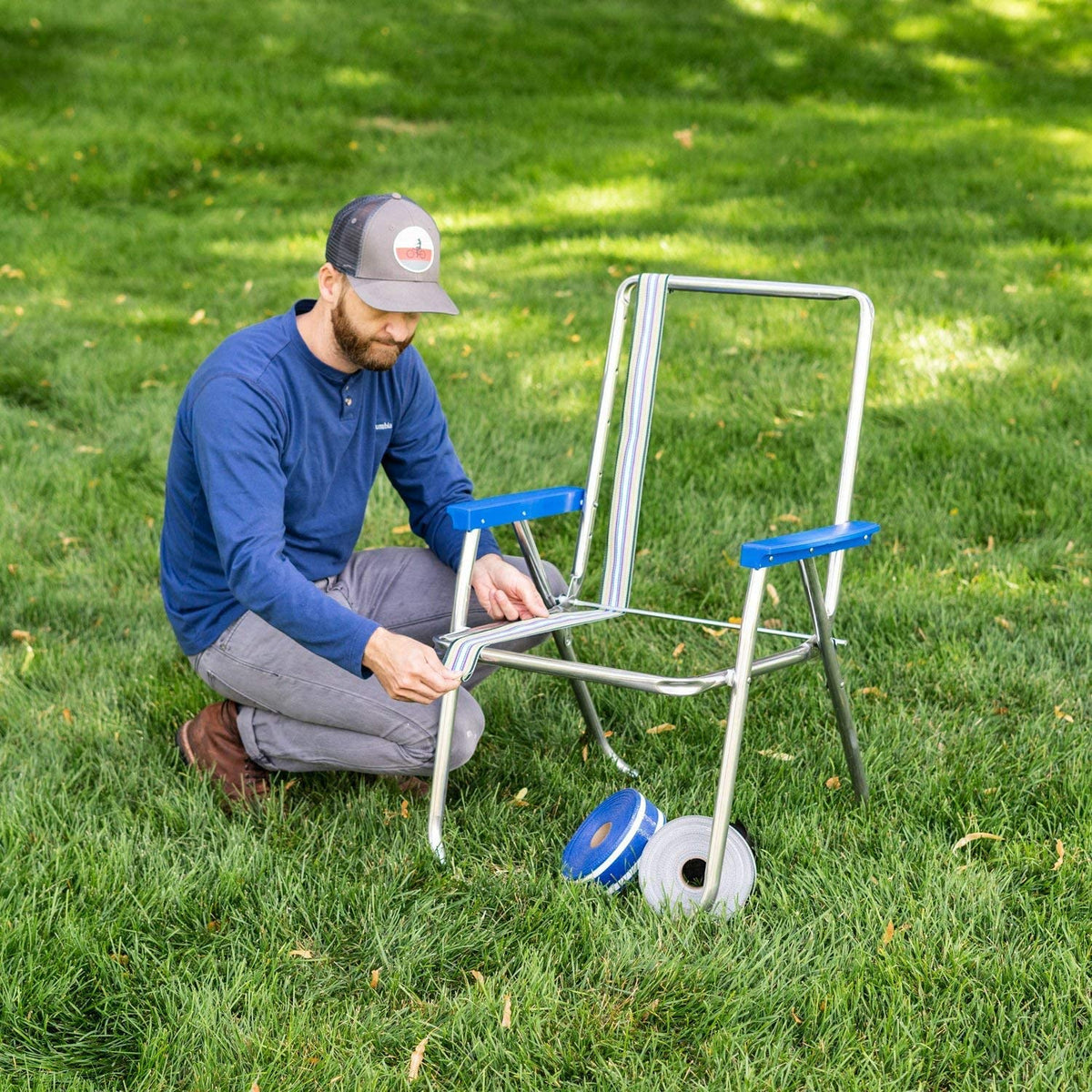 Blue 3" x 50' Lawn Chair Webbing R261215