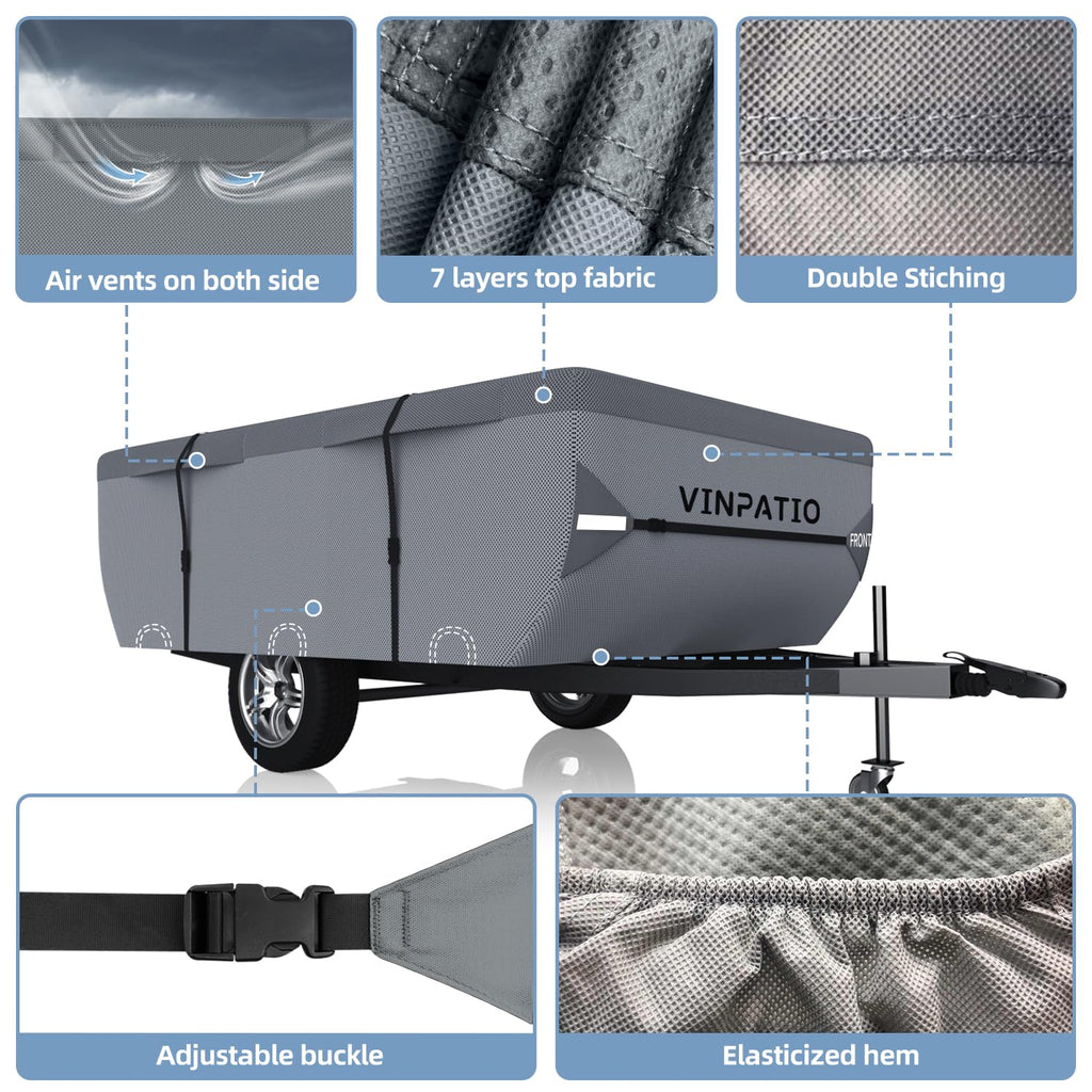 Waterproof Anti-UV Pop Up Camper Cover Fits 14'-16' Trailers T238224