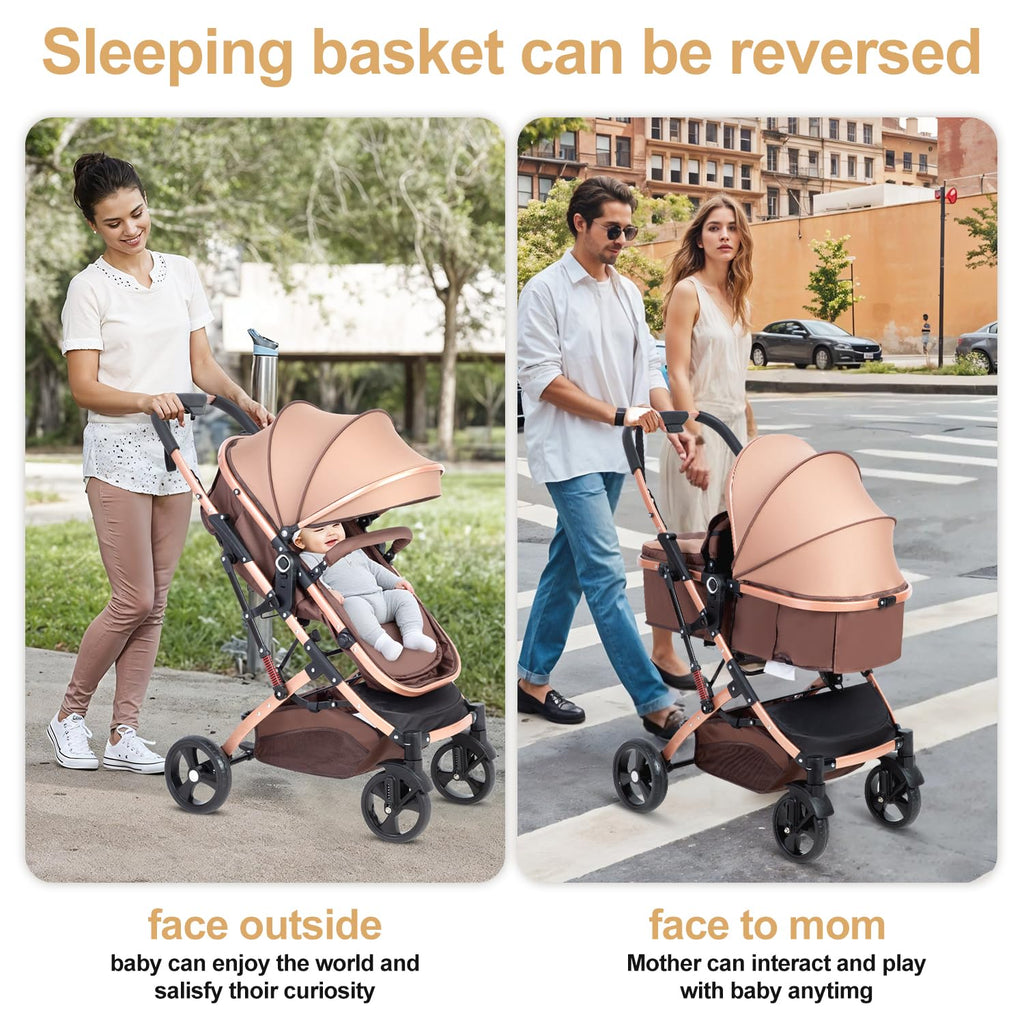 2 in 1 Foldable Baby Stroller with Adjustable Canopy W225