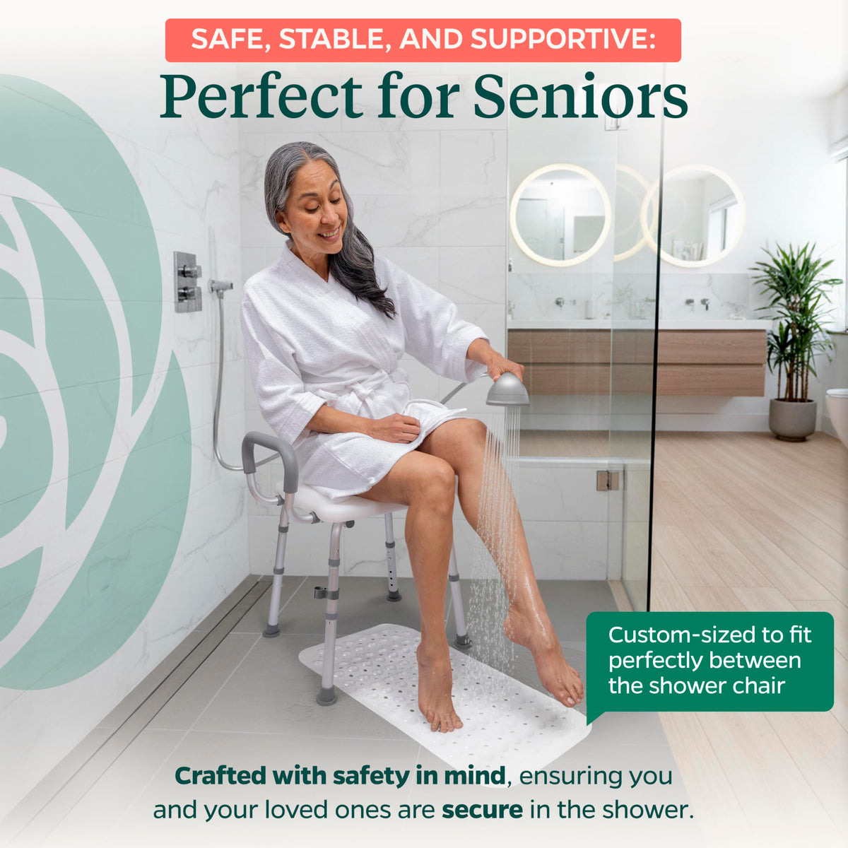 Adjustable Shower Chair with Mat W84097
